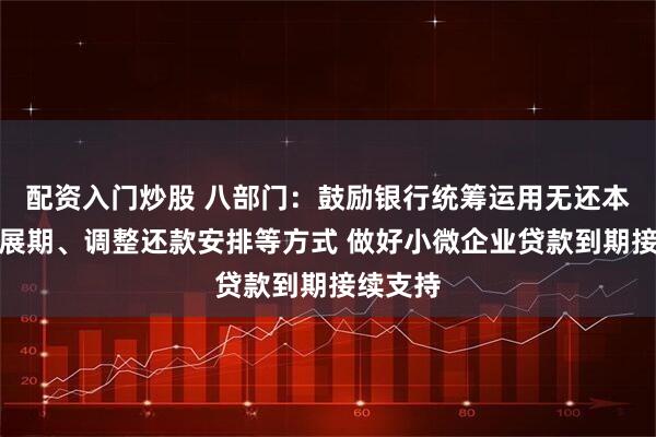 配资入门炒股 八部门：鼓励银行统筹运用无还本续贷、展期、调整还款安排等方式 做好小微企业贷款到期接续支持